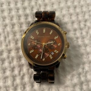 Tortoise Michael Kors watch with brown/gold face